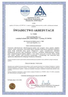 NOWY CERTYFIKAT AKREDYTACJI LABORATORIUM ALS W PRADZE - 73/2022
