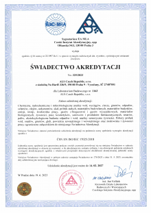 NOWY CERTYFIKAT AKREDYTACJI LABORATORIUM ALS W PRADZE - 325/2023